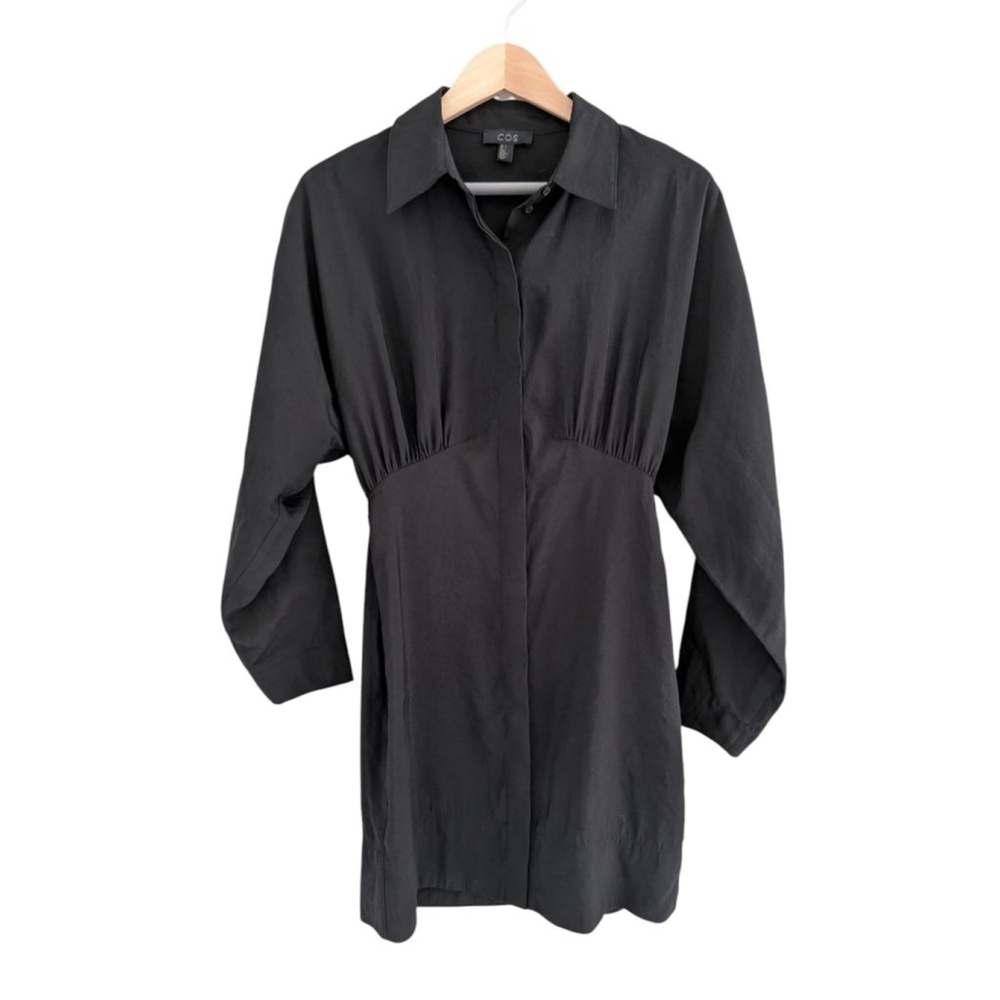 COS Tailored Black Shirt Dress Office Siren Business Attire Women's Size 2